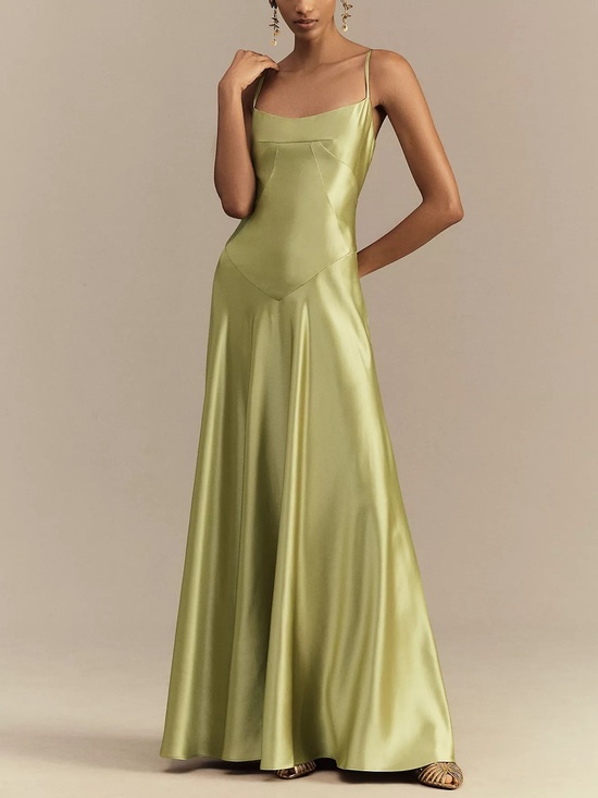 Anthropologie Dresses & Skirts - Anthropologie Satin Slip Maxi Dress in Pale Green